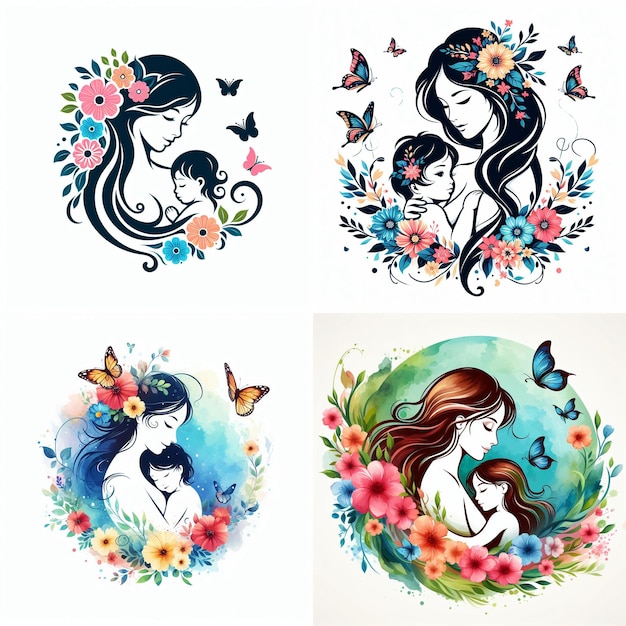 Ilustración floral vectorial del día de la madre