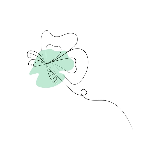 Ilustración de flores de arte de línea minimalista con acento verde