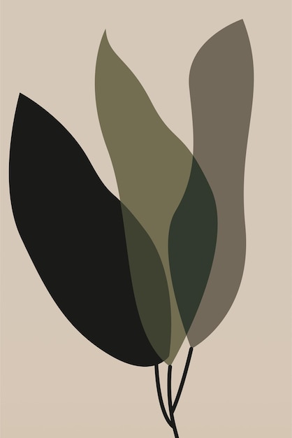 Ilustración de flores botánicas abstractas Impresión de arte de fondo