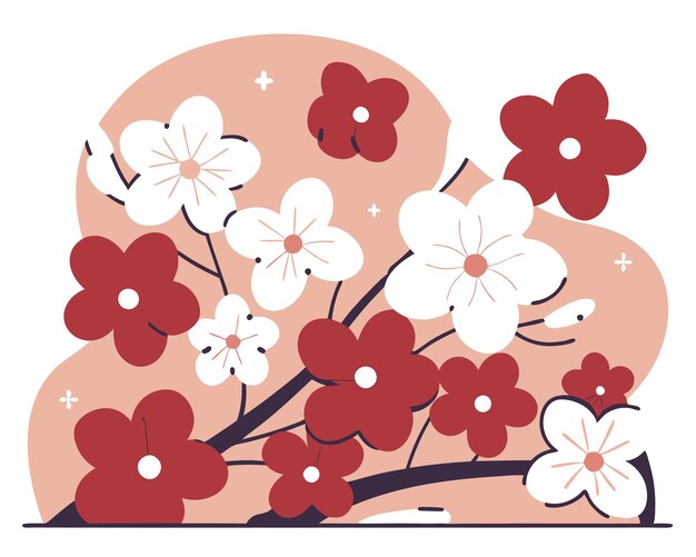 Ilustración de flores del cerezo