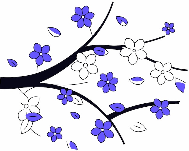 Ilustración de flores del cerezo