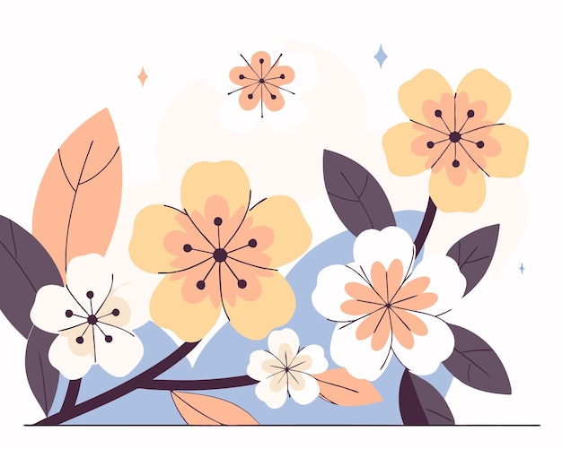 Ilustración de flores del cerezo