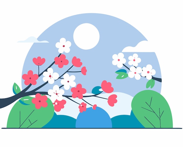Ilustración de flores del cerezo