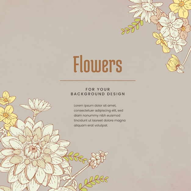 Ilustración de flores dibujada a mano para el fondo
