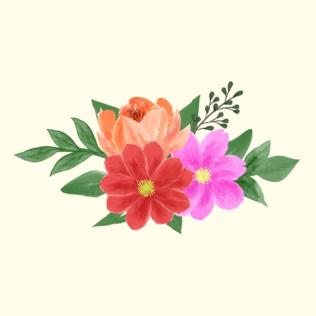 Ilustración de flores y hojas de acuarela