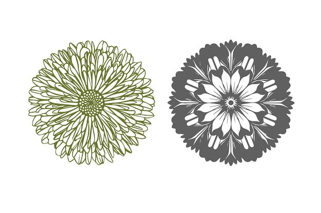 Ilustración de flores con líneas florales Ilustración vectorial de líneas florales