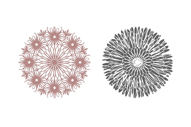 Ilustración de flores con líneas florales Ilustración vectorial de líneas florales