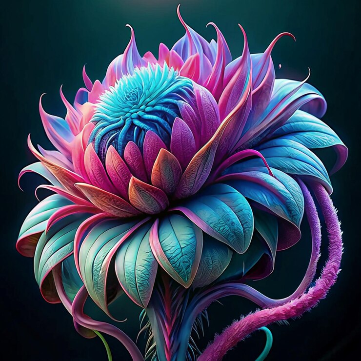 Vector ilustración de flores de neón