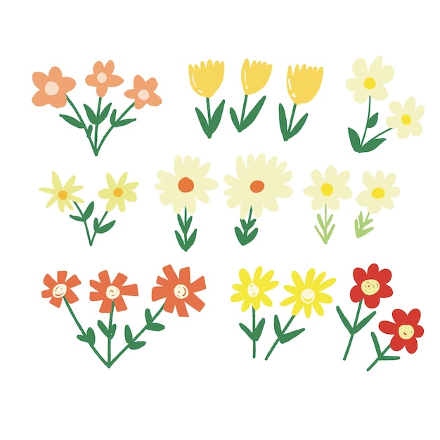 Ilustración de flores con varias formas