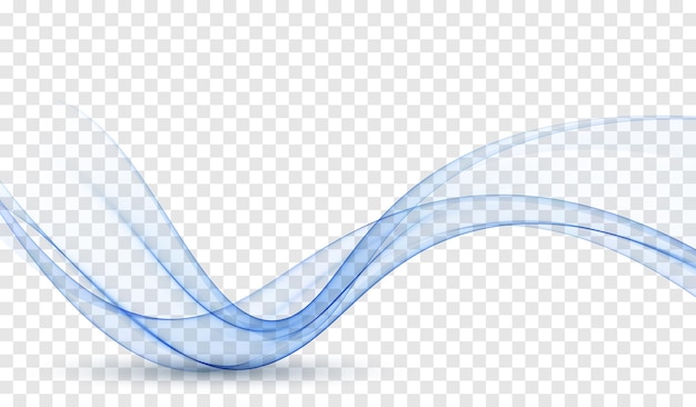 Ilustración del flujo curvo del movimiento de onda abstracta azul Ola azul transparente