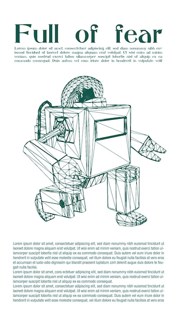 Vector ilustración del folleto del cartel del robot marco de alambre