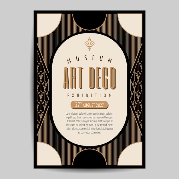 Vector ilustración de folleto vintage art déco