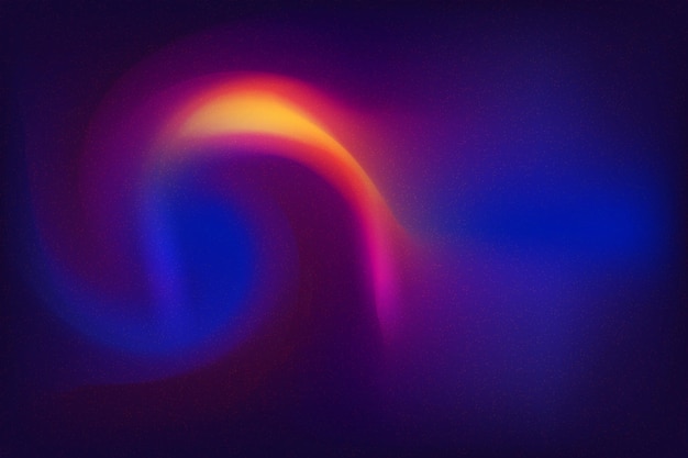 una ilustración de fondo abstracta colorida de una onda se muestra una espiral púrpura y naranja