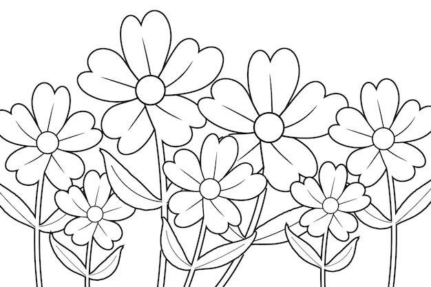 Vector ilustración de fondo de arte de línea de flor de camelia