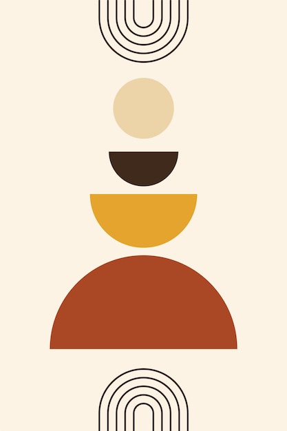 Ilustración de fondo del arte mural Boho minimalista