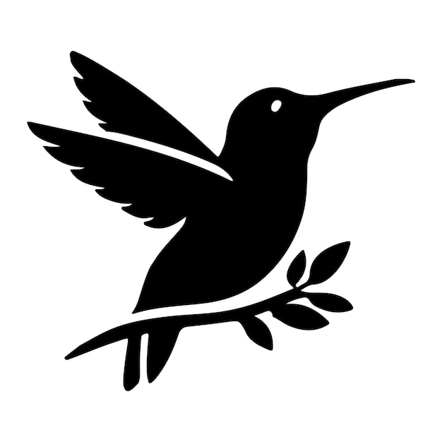 Una ilustración de fondo blanco minimalista en estilo silueta del icono del logotipo de Colibri