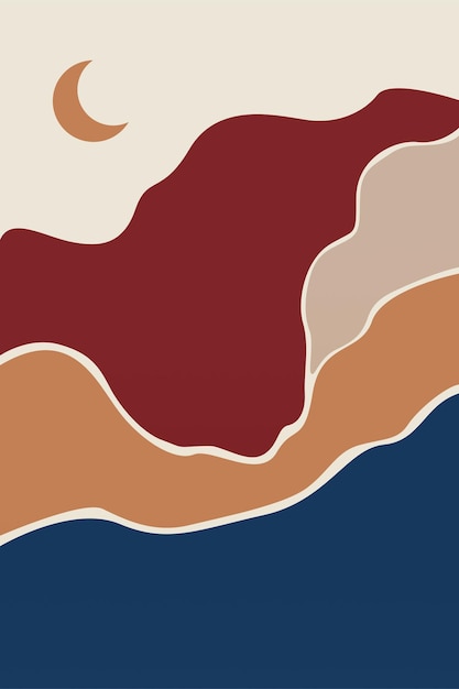 Ilustración de fondo bohemio, paisaje abstracto