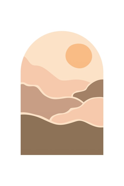 Ilustración de fondo bohemio, paisaje abstracto