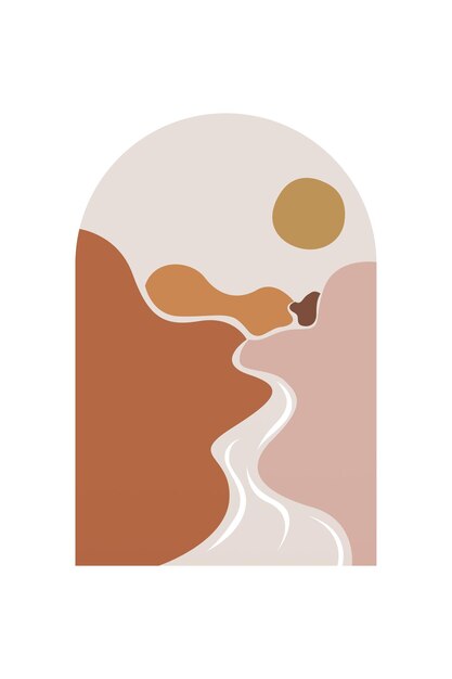 Ilustración de fondo bohemio, paisaje abstracto