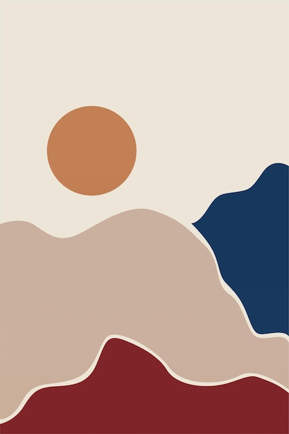 Ilustración de fondo bohemio, paisaje abstracto