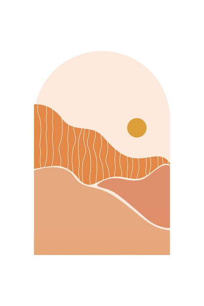Ilustración de fondo bohemio, paisaje abstracto