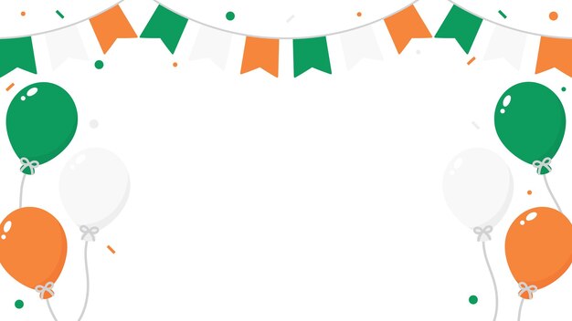 Vector ilustración de fondo de la celebración de irlanda con los globos de la fiesta de los colores de la bandera de irlanda