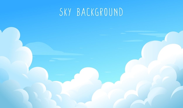 Ilustración de fondo de cielo azul estilo dibujos animados cielo azul y nubes blancas