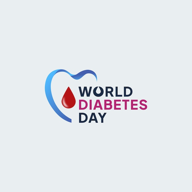 Ilustración de fondo del concepto de vector del día mundial de la diabetes con cinta en forma de corazón