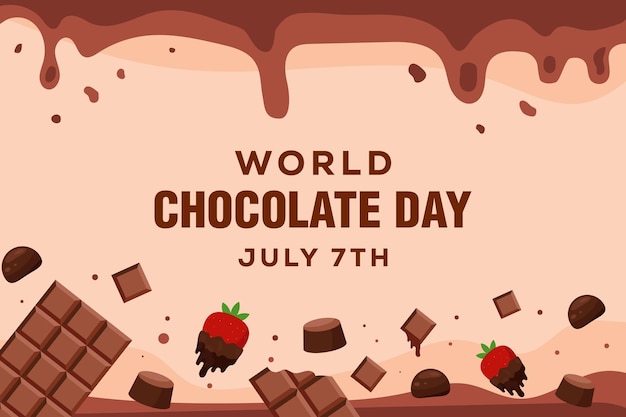 Ilustración de fondo del día mundial del chocolate en diseño plano