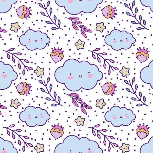 Ilustración de fondo de dibujos animados kawaii