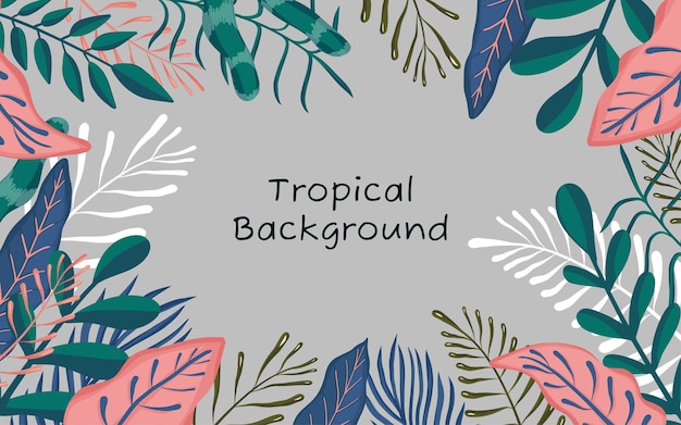 Vector ilustración de fondo de diseño plano de hojas tropicales coloridas