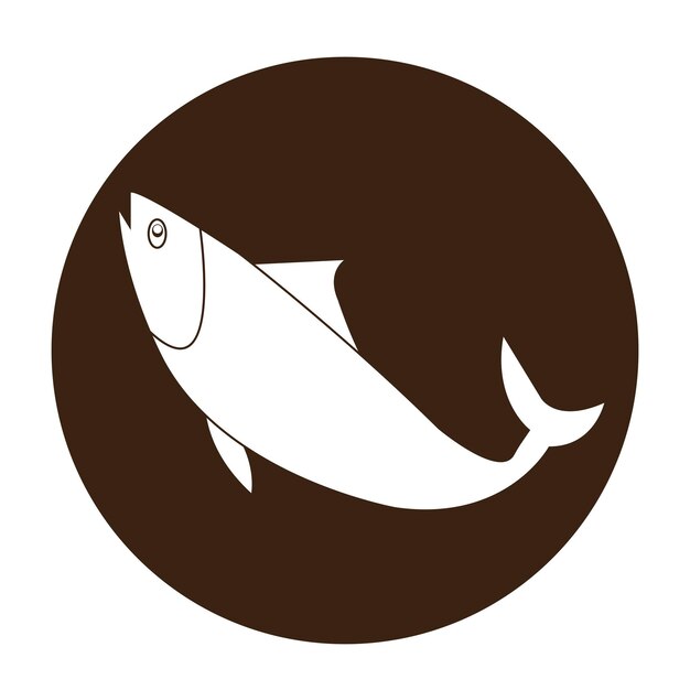 Ilustración y fondo del diseño de la plantilla vectorial del logotipo de pescado