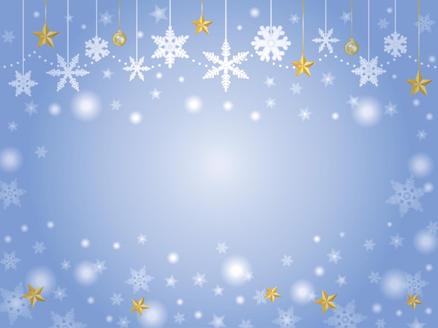 Ilustración de fondo de estrella y cristal nevado de Navidad