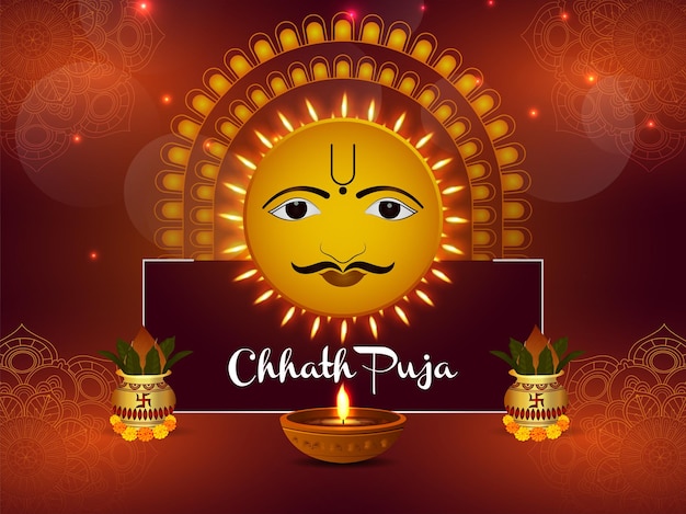 Vector ilustración de fondo feliz chhath puja y festival del sol de la india