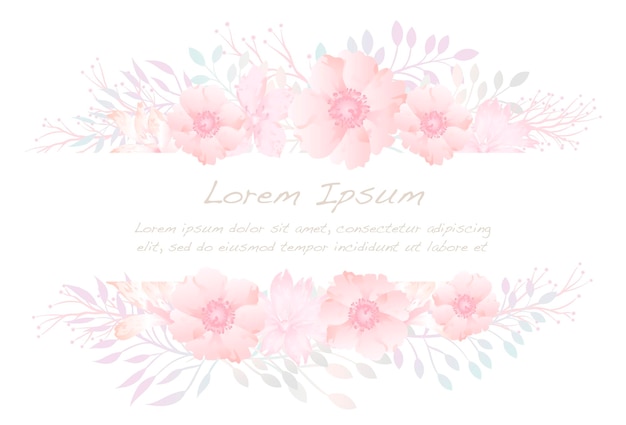 Ilustración de fondo floral de acuarela vectorial con espacio de texto aislado en un fondo blanco