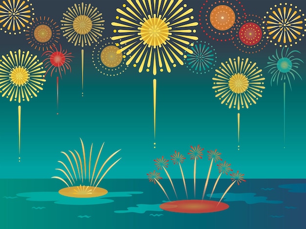 Ilustración de fondo de los fuegos artificiales de verano