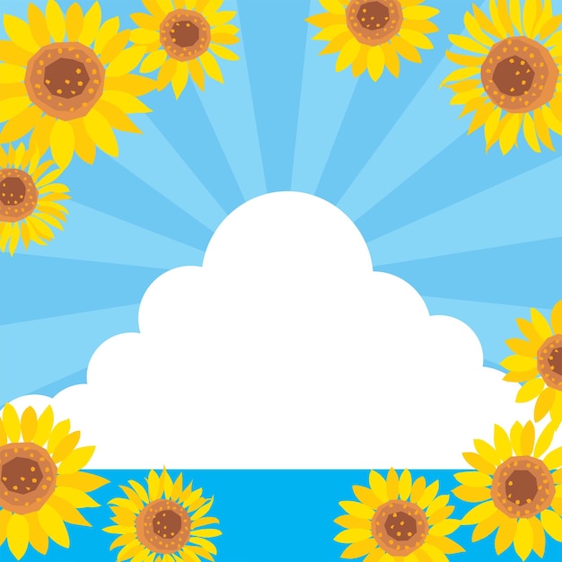 Vector ilustración de fondo de los girasoles y el cielo y el mar del solsticio de verano