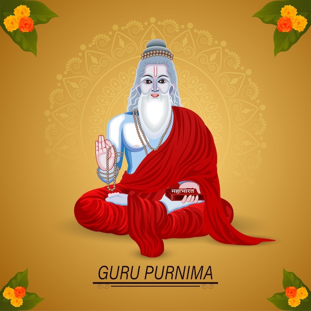 Ilustración y fondo de guru purnima