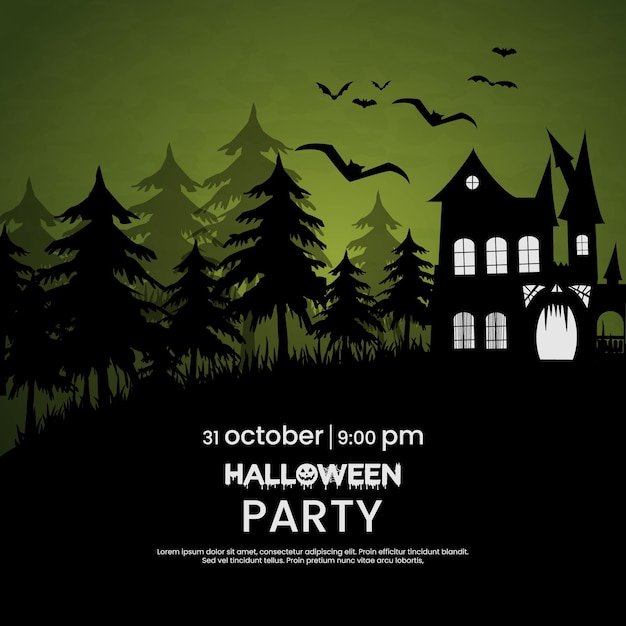 Ilustración de fondo de invitación de fiesta y banner de venta de feliz halloween