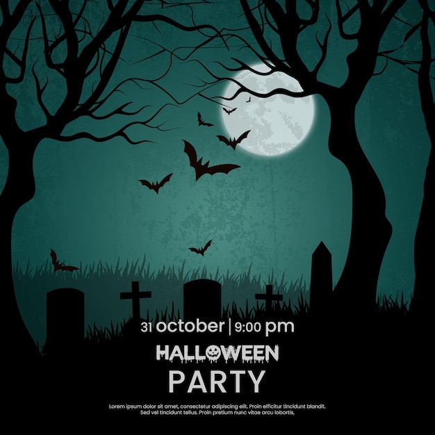 Vector ilustración de fondo de invitación de fiesta y banner de venta de feliz halloween