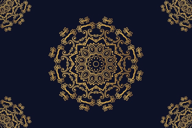 Ilustración de fondo de mandala de lujo y diseño de tarjeta de boda