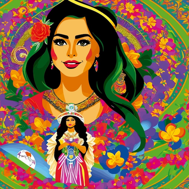 Vector ilustración de fondo de méxico cultura de la mujer