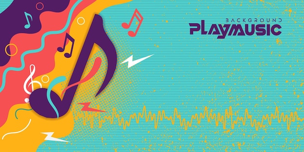 Ilustración de fondo de música en color retro