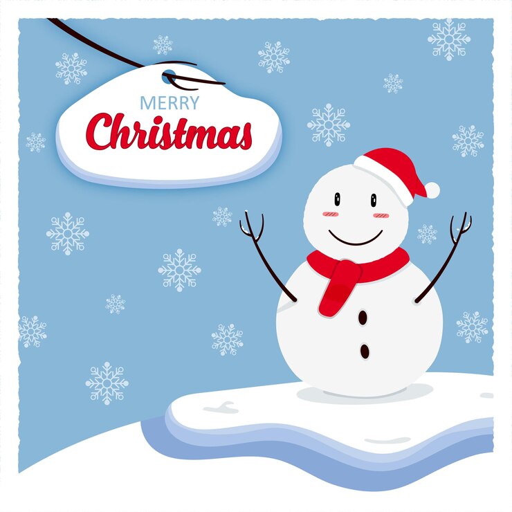 Ilustración de fondo de Navidad de invierno de muñeco de nieve