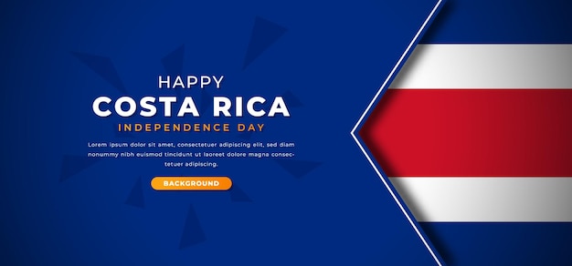 Ilustración de fondo de Papercut del Día de la Independencia de Costa Rica para carteles publicitarios Tarjetas de felicitación