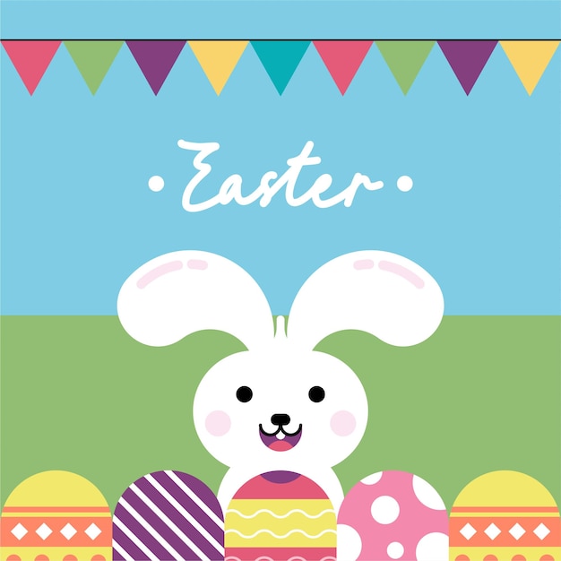 Vector ilustración de fondo de pascua colorido plano