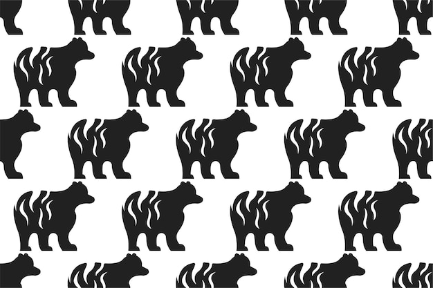 Ilustración de fondo con el patrón sin costuras de la silueta del oso