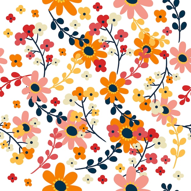 Ilustración de fondo de patrón de flores sin costuras
