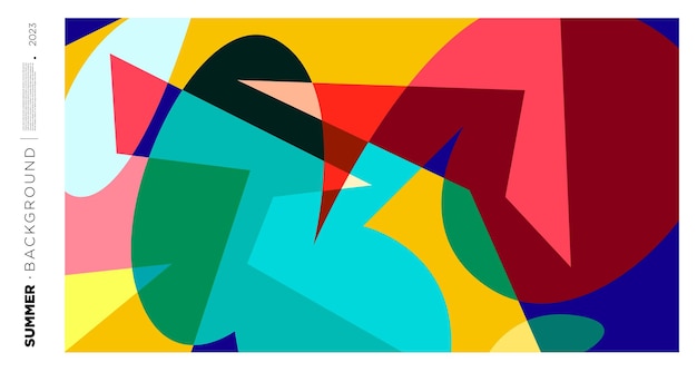 Ilustración de fondo de patrón geométrico dinámico colorido abstracto vectorial para el verano de 2023