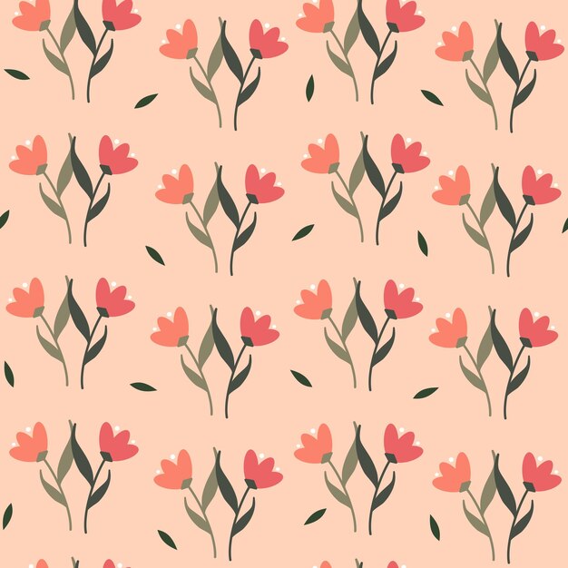 Ilustración de fondo de patrón de vector transparente de flores románticas